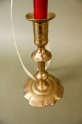 Load image into Gallery viewer, 18th Century Brass Seamed Petal Base Candlestick | 7.75"H
