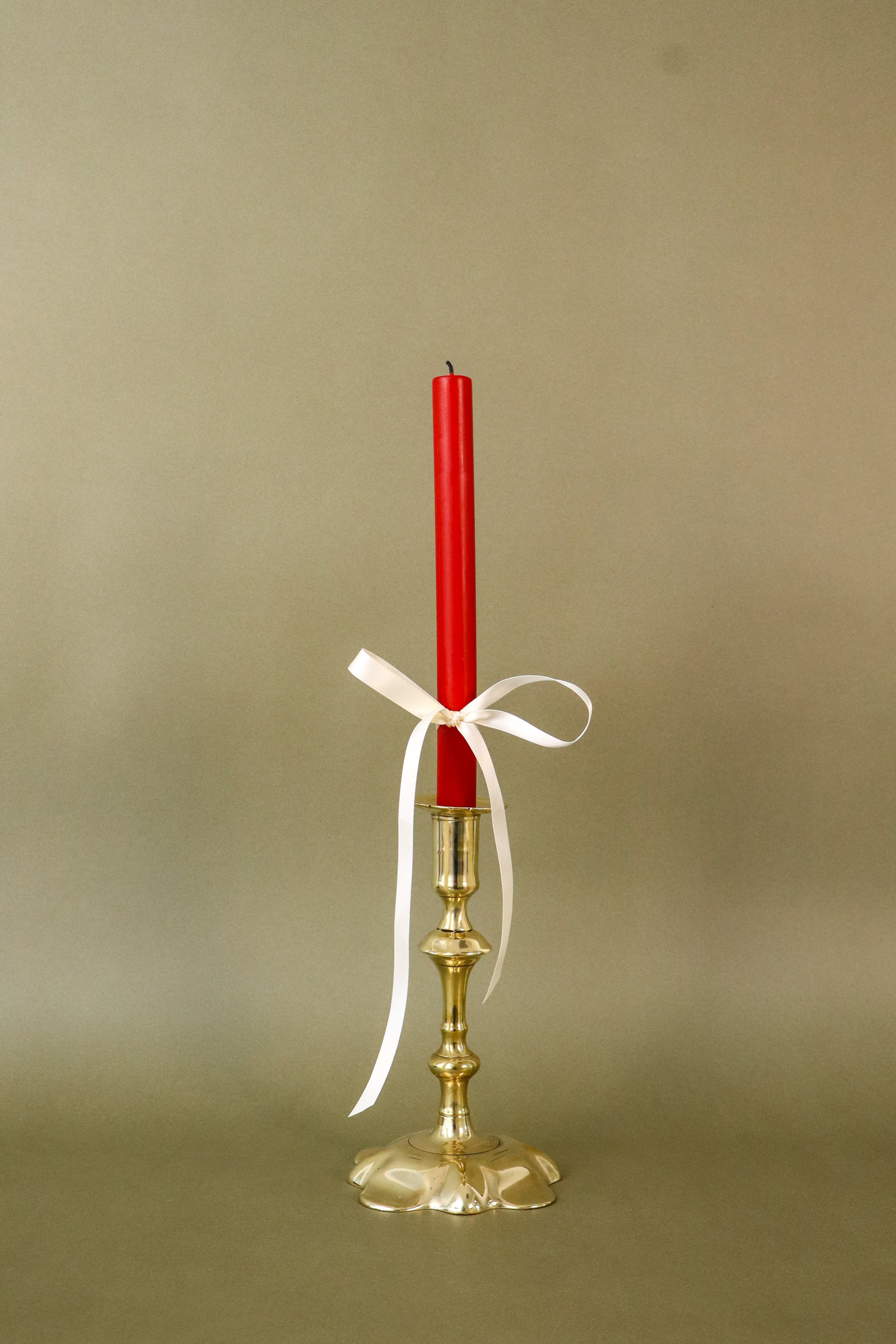 18th Century Brass Seamed Petal Base Candlestick | 8.25"H