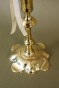 Load image into Gallery viewer, 18th Century Brass Seamed Petal Base Candlestick | 8.25"H
