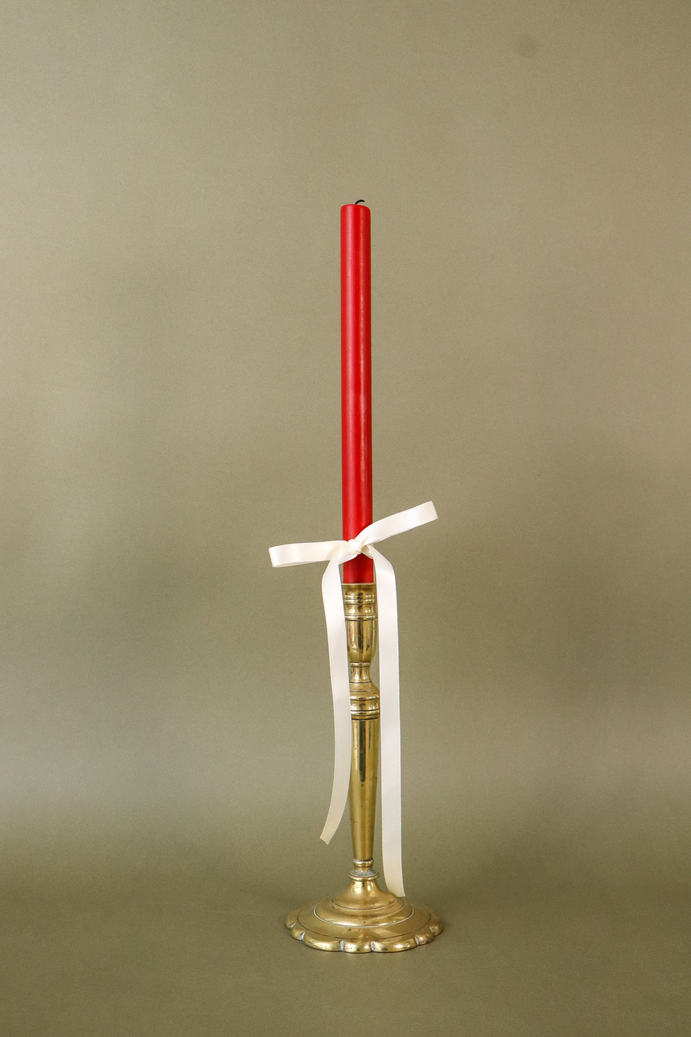 18th Century Brass Seamed Petal Base Candlestick | 9.5"H