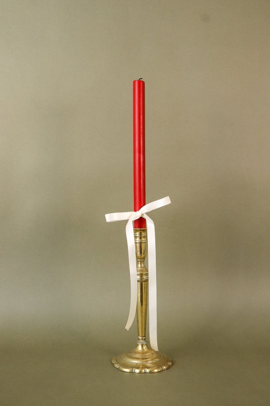 18th Century Brass Seamed Petal Base Candlestick | 9.5"H