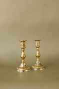 Load image into Gallery viewer, PAIR of 19th Century English Victorian 6”H Brass Candlesticks (c. 1890)

