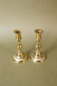 Load image into Gallery viewer, PAIR of 19th Century English Victorian 6”H Brass Candlesticks (c. 1890)
