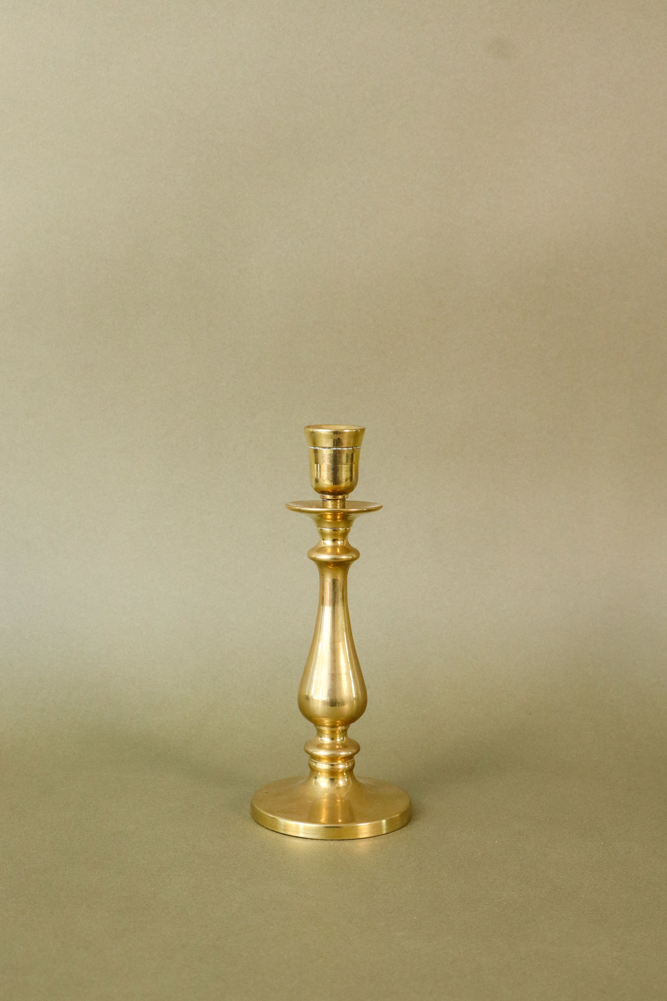 19th Century English Brass Candlestick Single  | 7"H