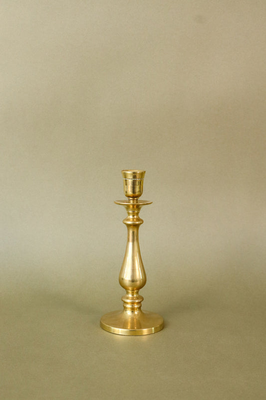 19th Century English Brass Candlestick Single  | 7"H