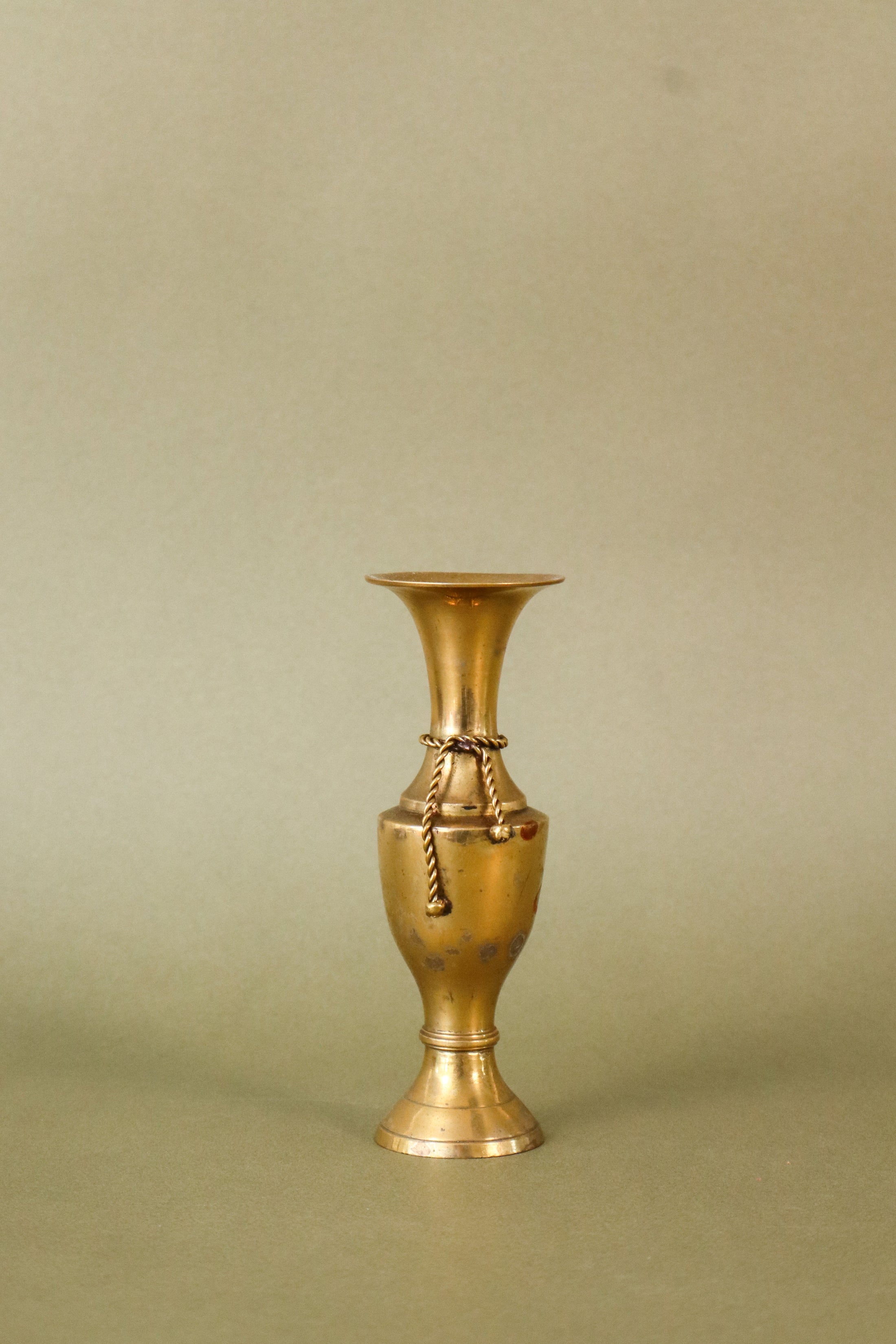 Petite Brass Bud Vase with Rope
