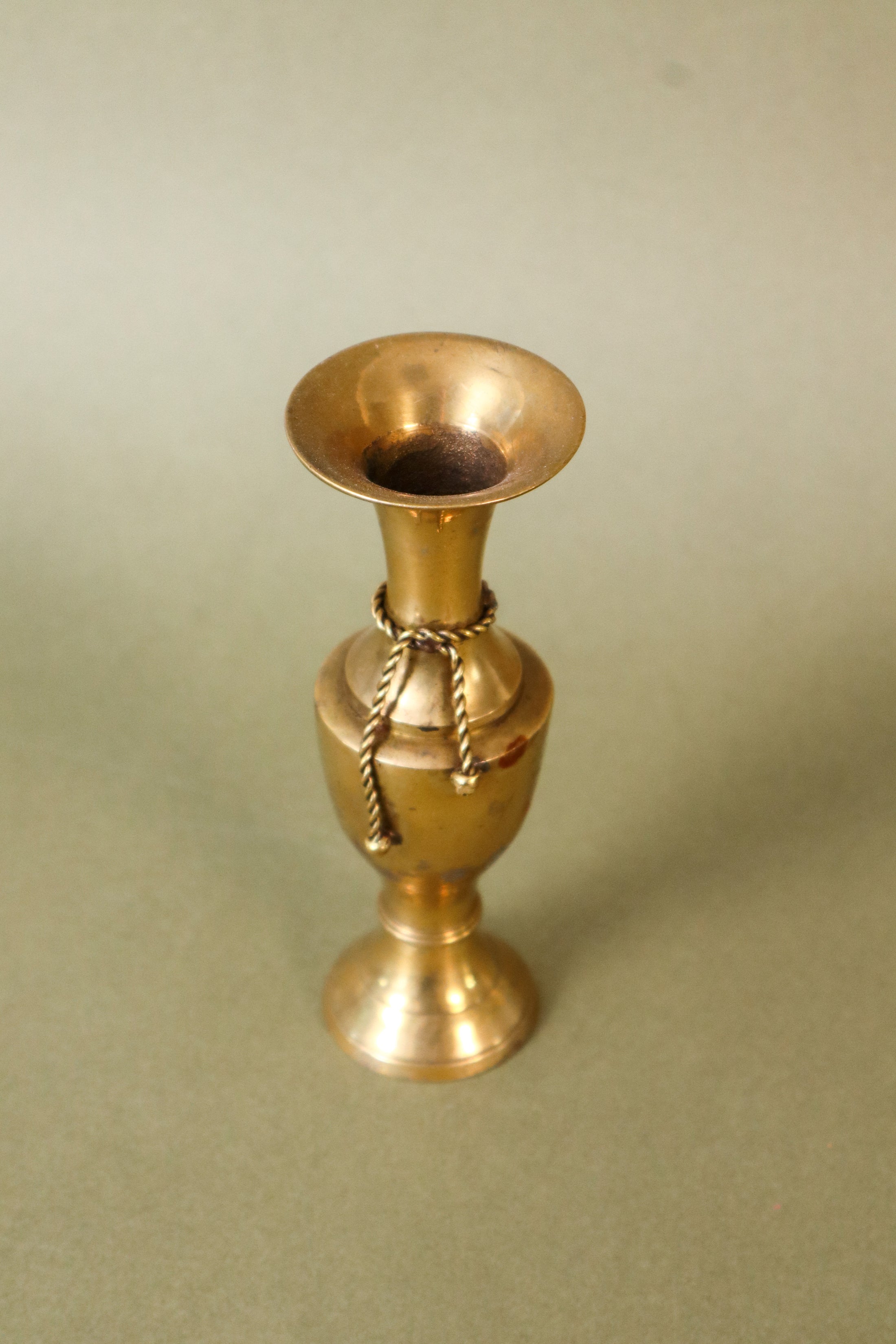 Petite Brass Bud Vase with Rope