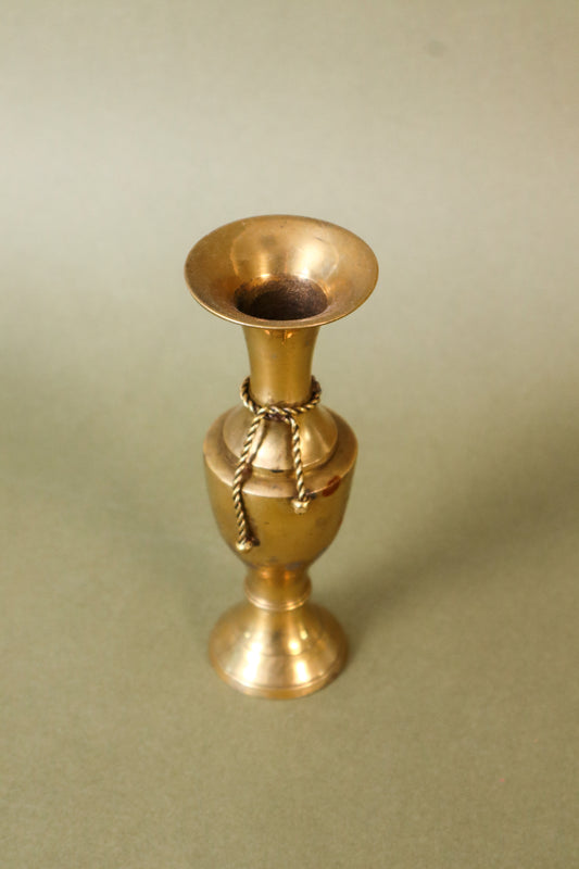 Petite Brass Bud Vase with Rope