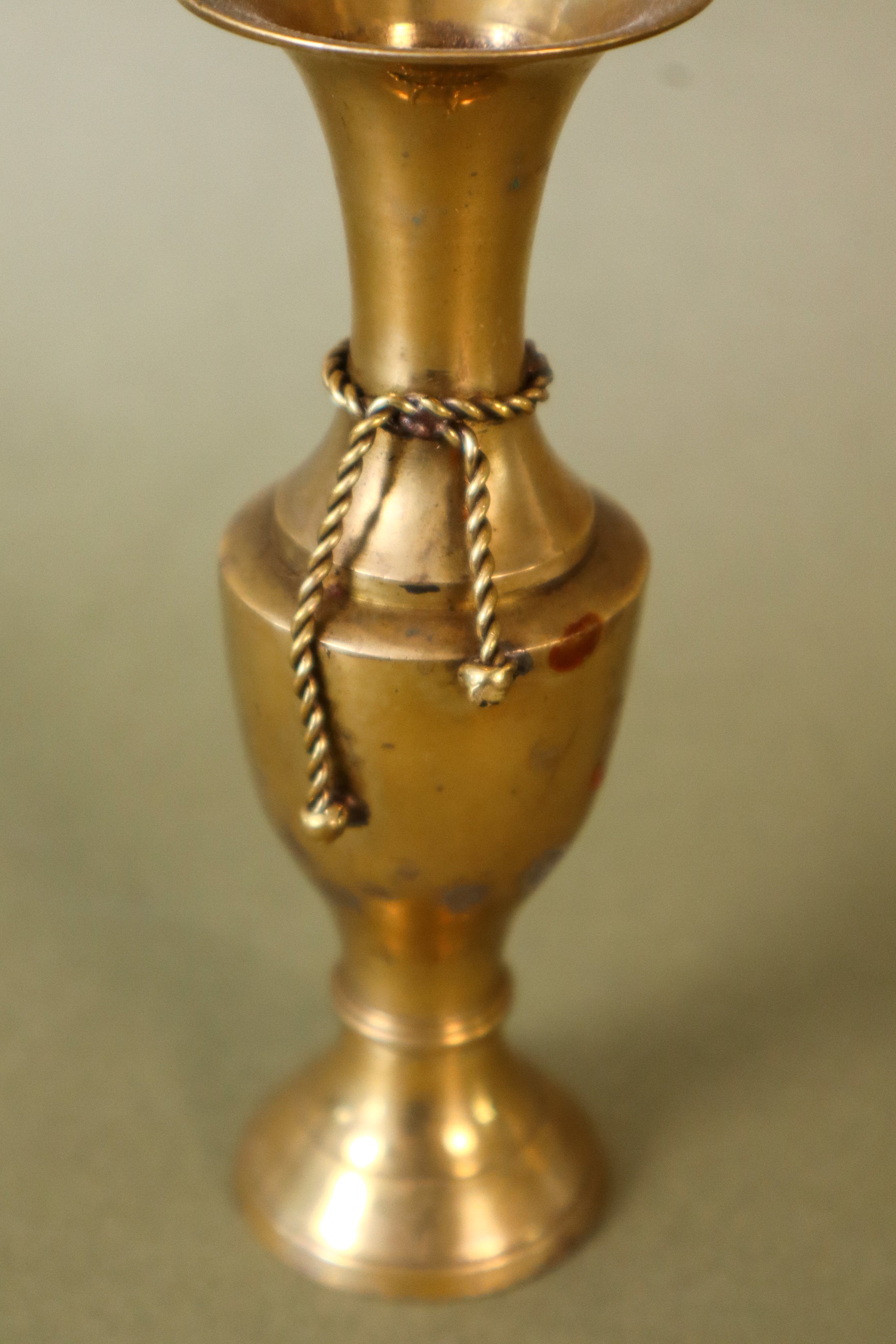 Petite Brass Bud Vase with Rope