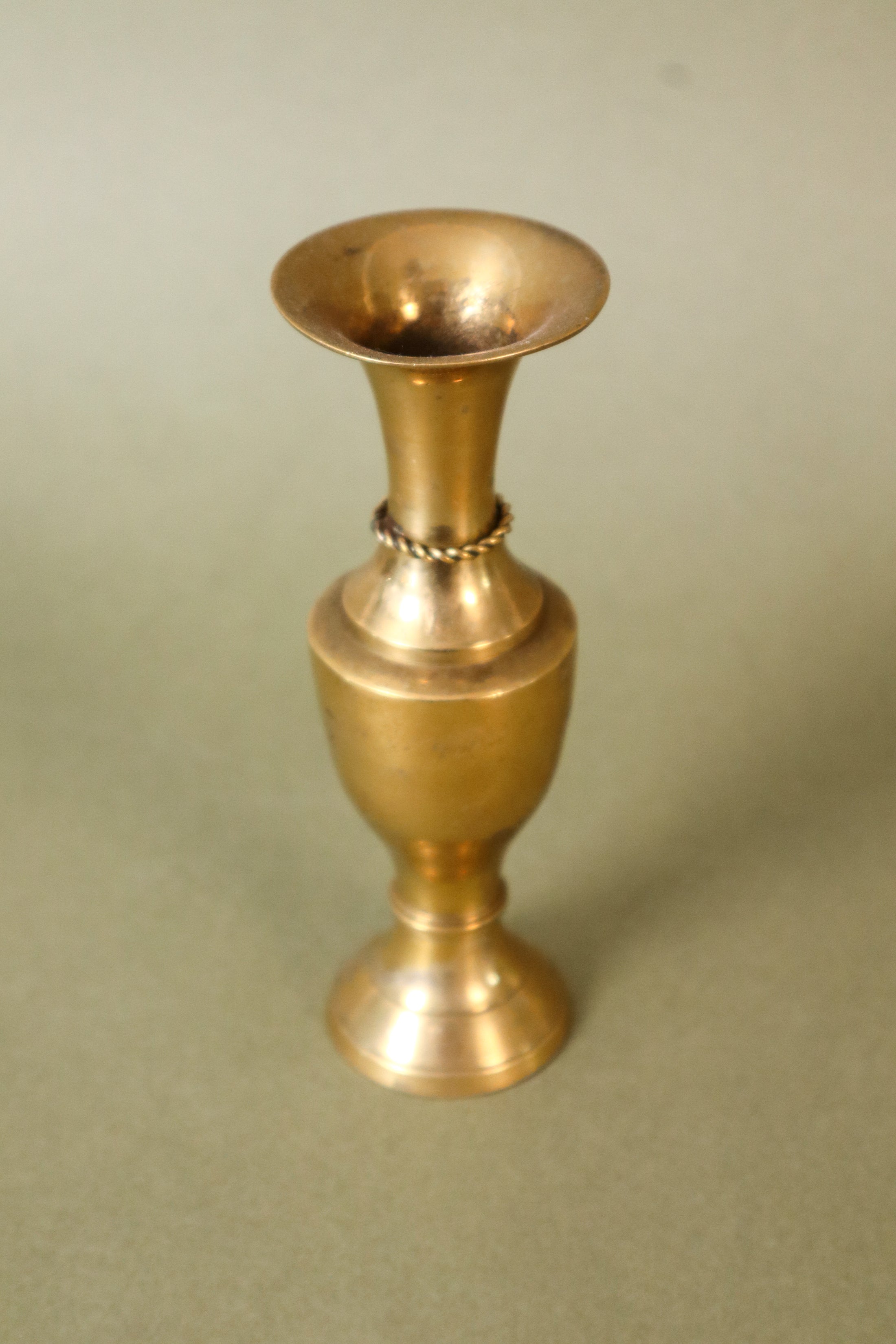 Petite Brass Bud Vase with Rope