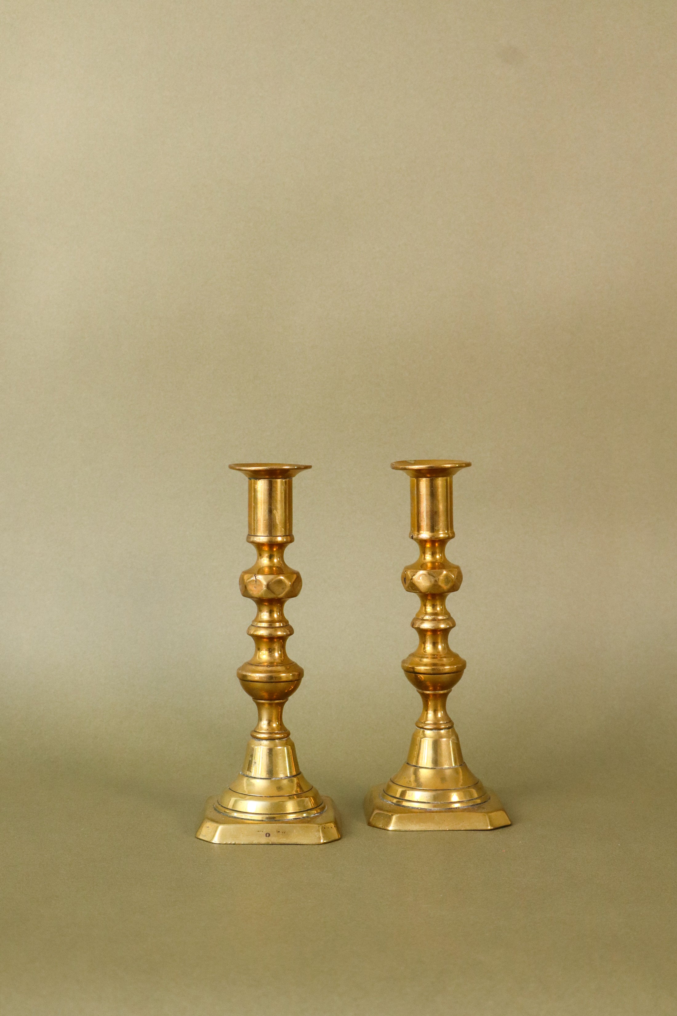 PAIR Vintage 7”H Brass Candlesticks