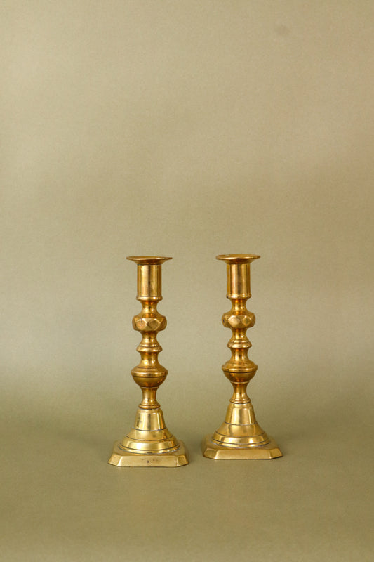 PAIR Vintage 7”H Brass Candlesticks