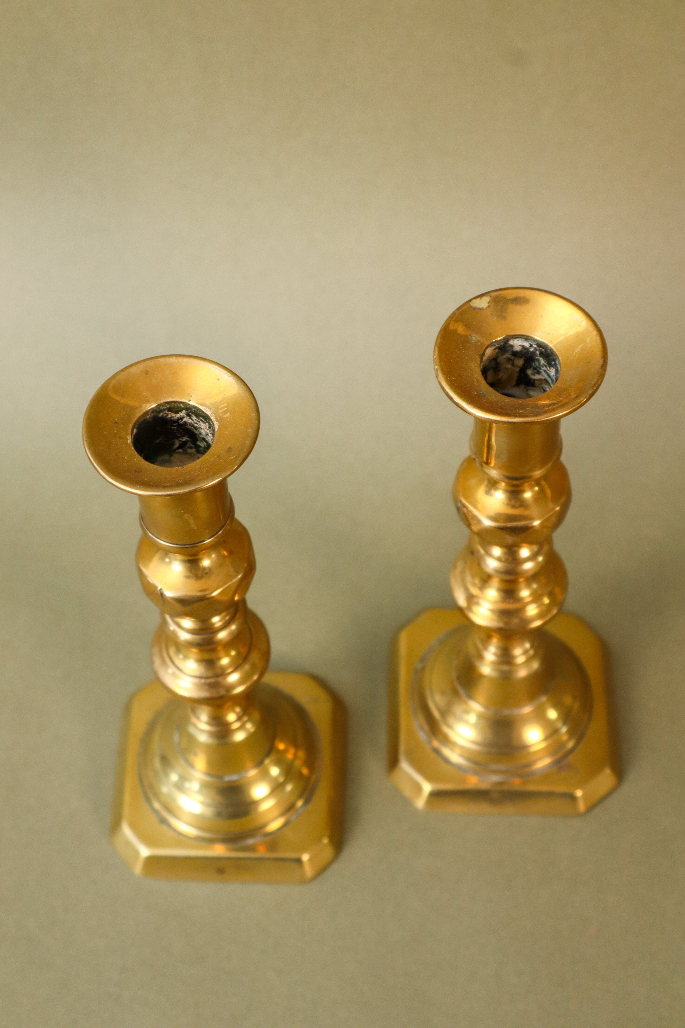 PAIR Vintage 7”H Brass Candlesticks