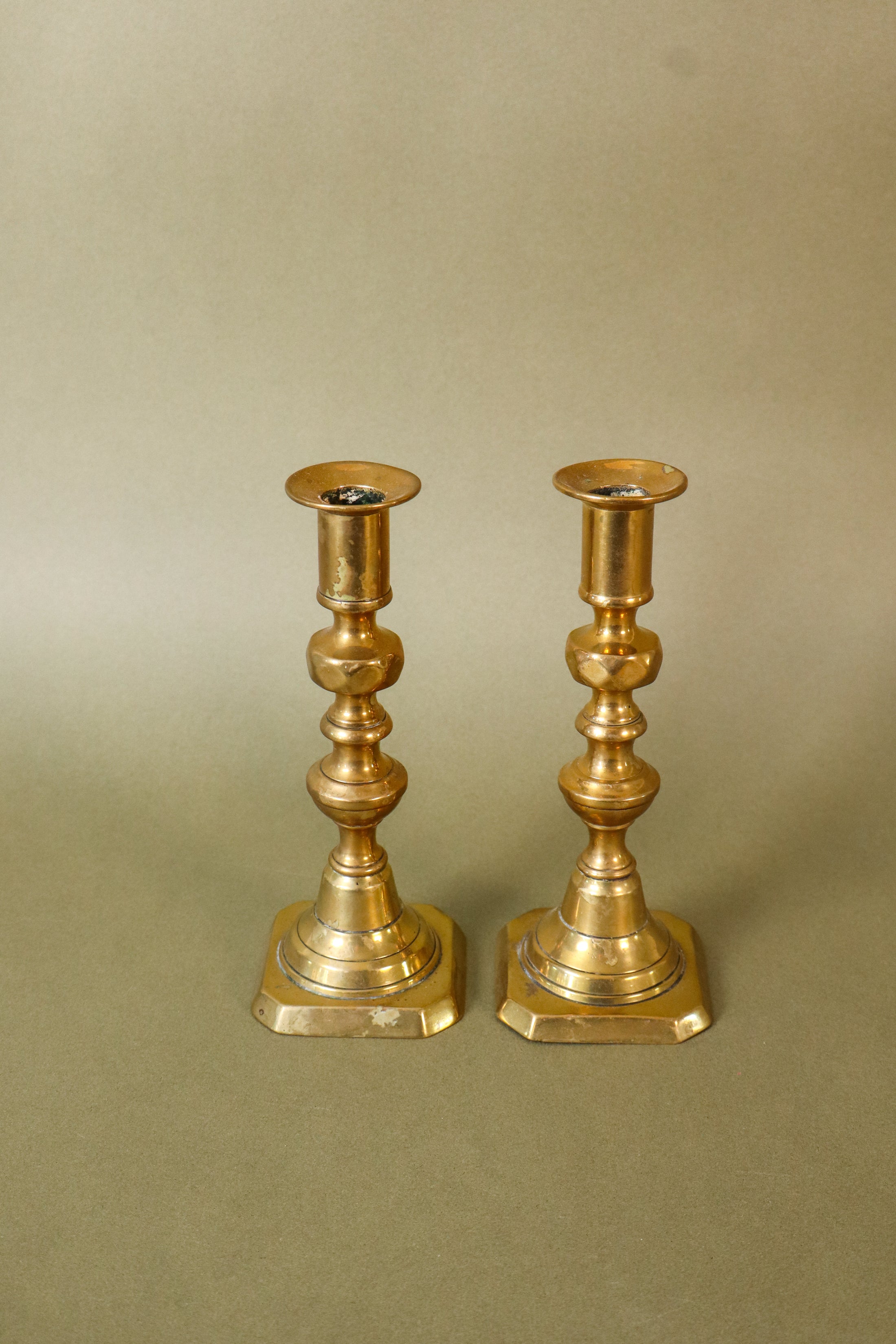 PAIR Vintage 7”H Brass Candlesticks