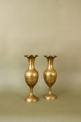 Load image into Gallery viewer, Tall Brass Vase with Scalloped Lip
