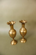 Load image into Gallery viewer, Tall Brass Vase with Scalloped Lip
