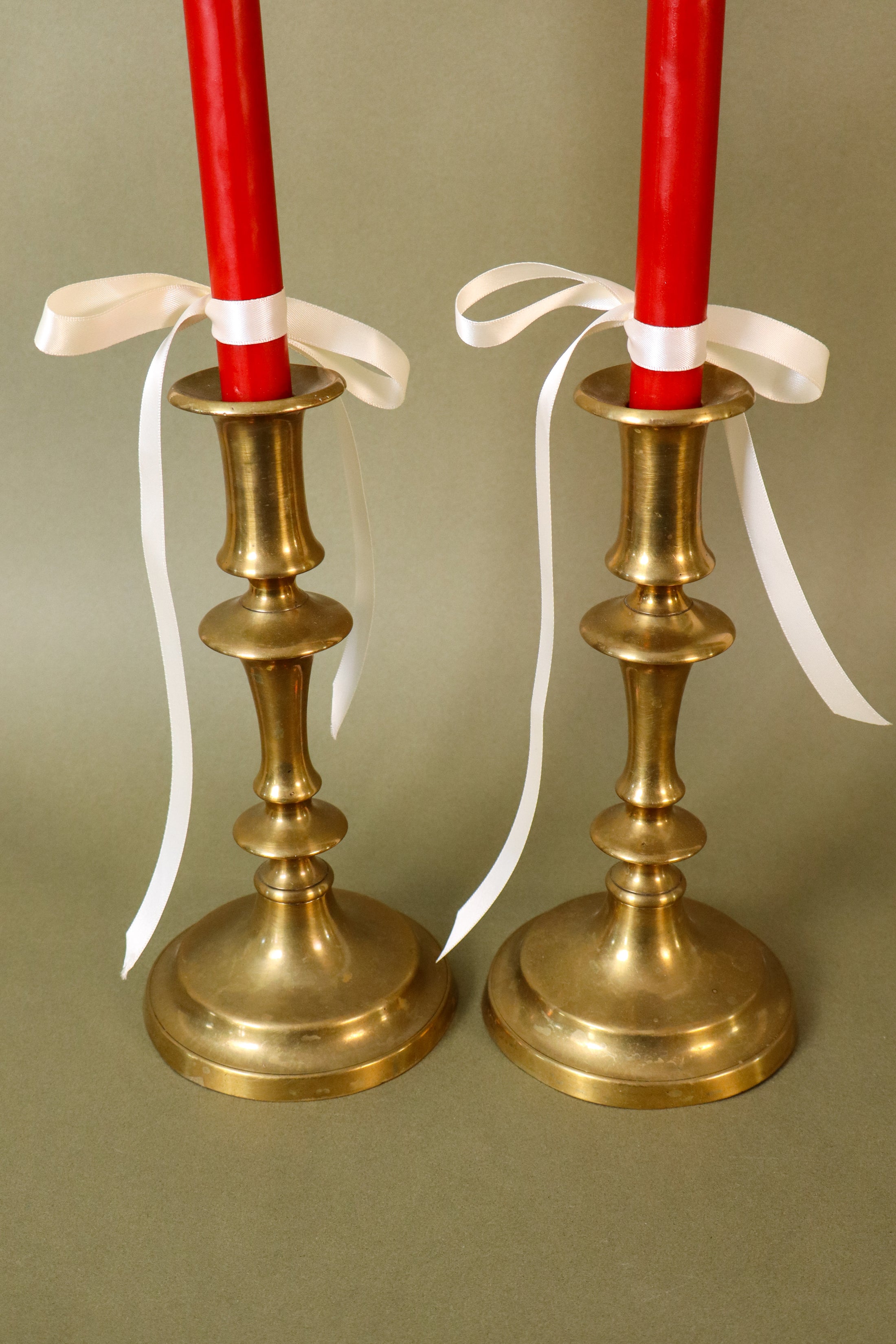 PAIR Vintage Brass Candlesticks | 9”H