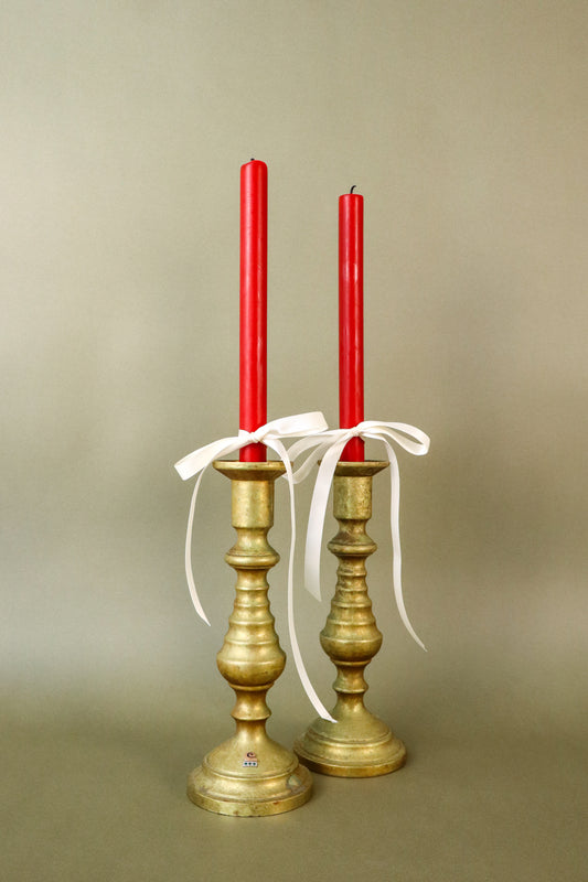 PAIR of Unique Brass Candlesticks | HEAVY 9.75”