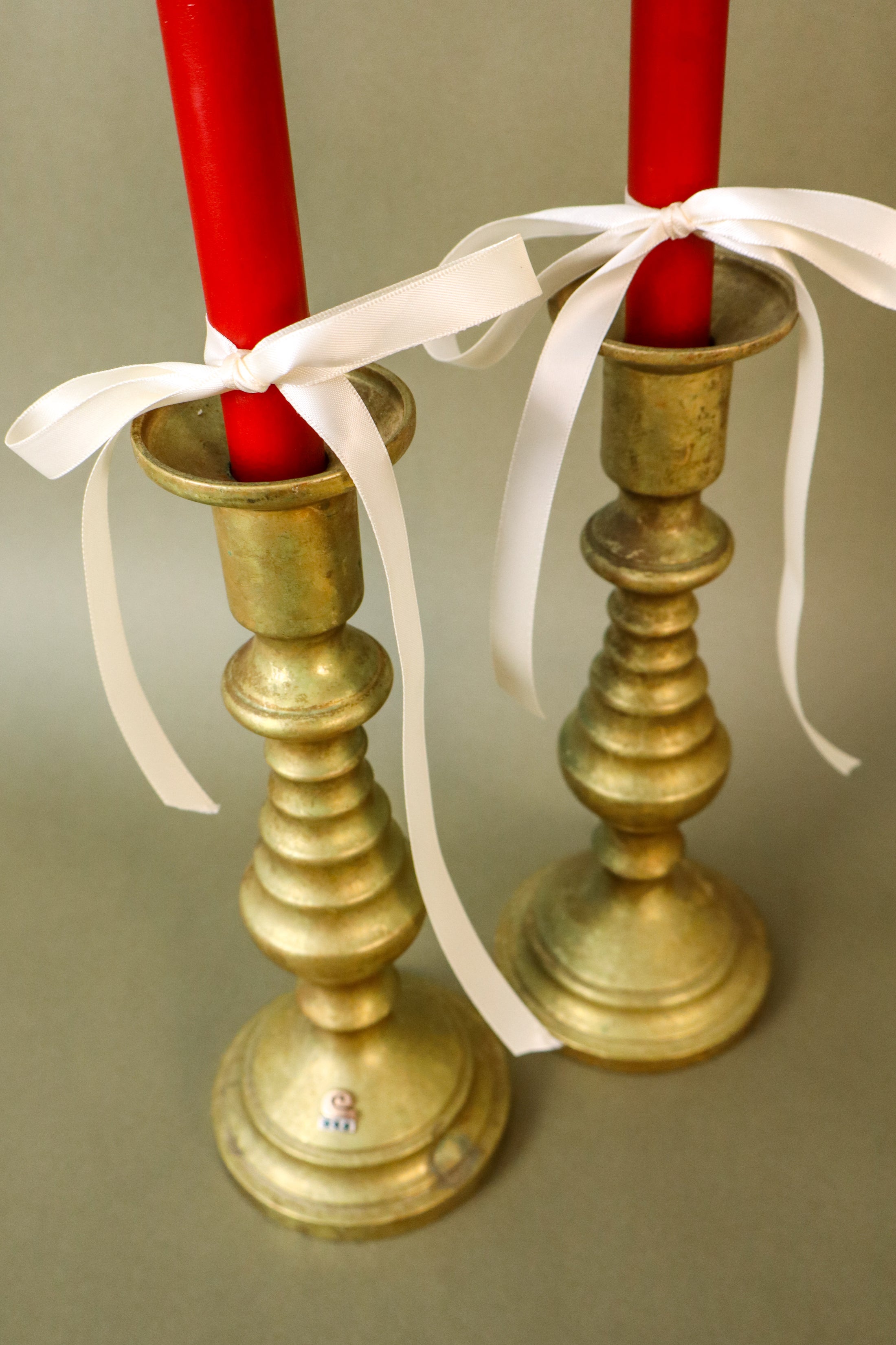 PAIR of Unique Brass Candlesticks | HEAVY 9.75”