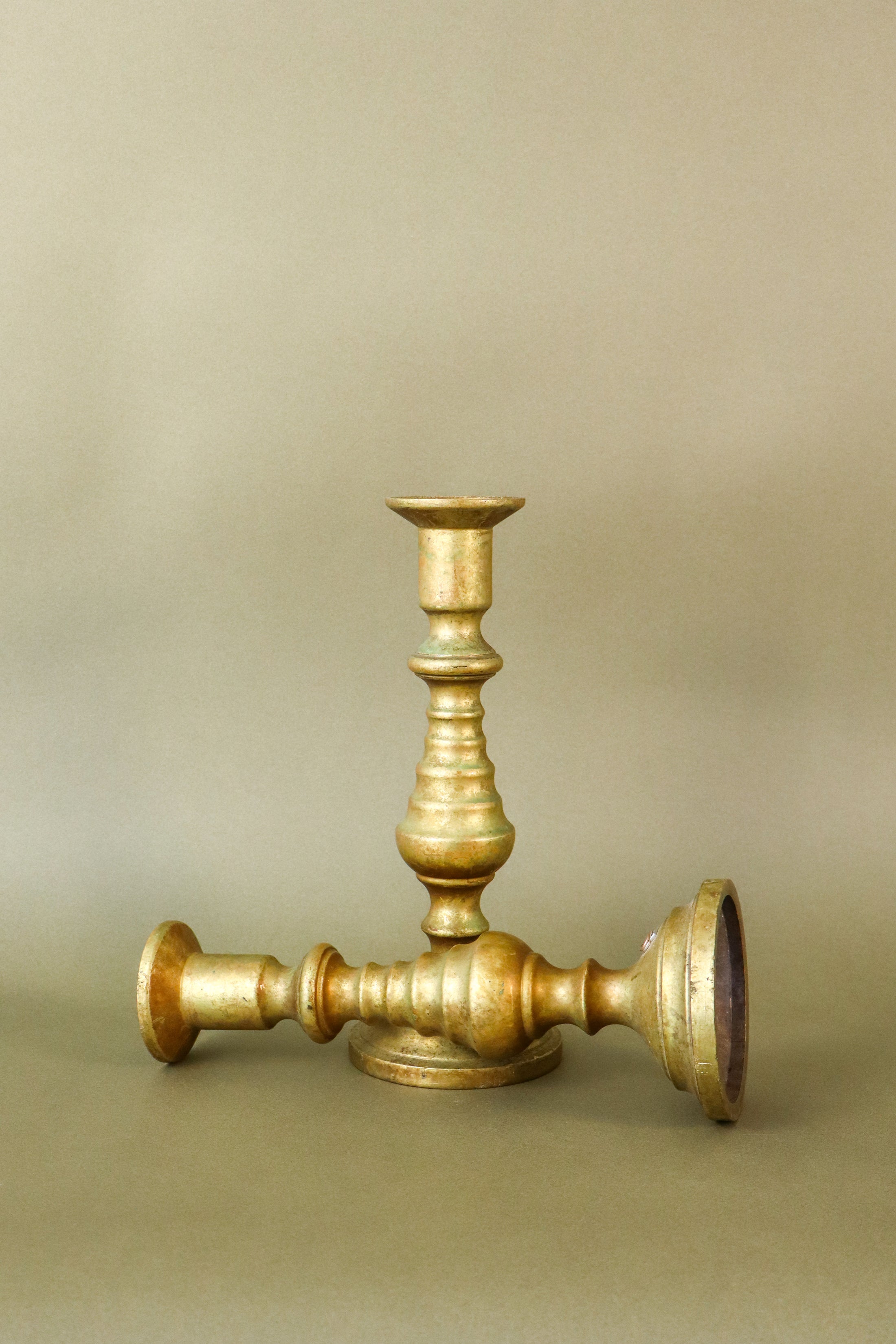 PAIR of Unique Brass Candlesticks | HEAVY 9.75”
