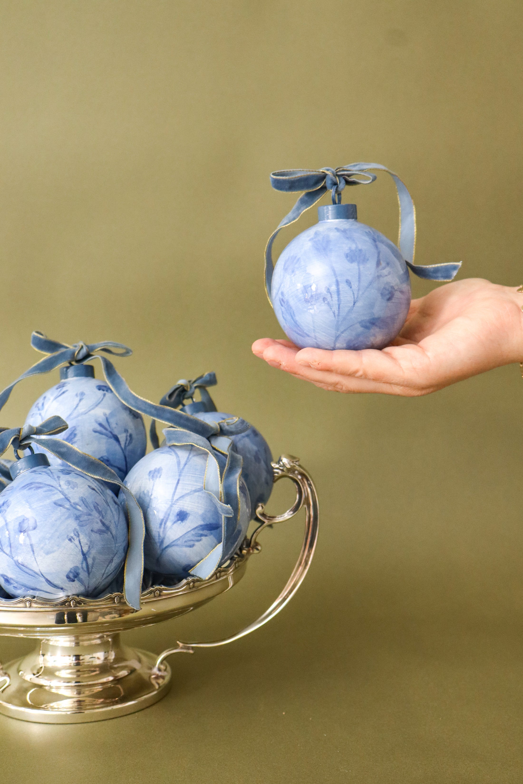 Holiday Bulb | FOUND Exclusive | Bespoke Dusty Blue Floral