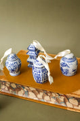 Load image into Gallery viewer, SET OF 6 | Blue & White Glazed Stoneware Ginger Jar Ornaments
