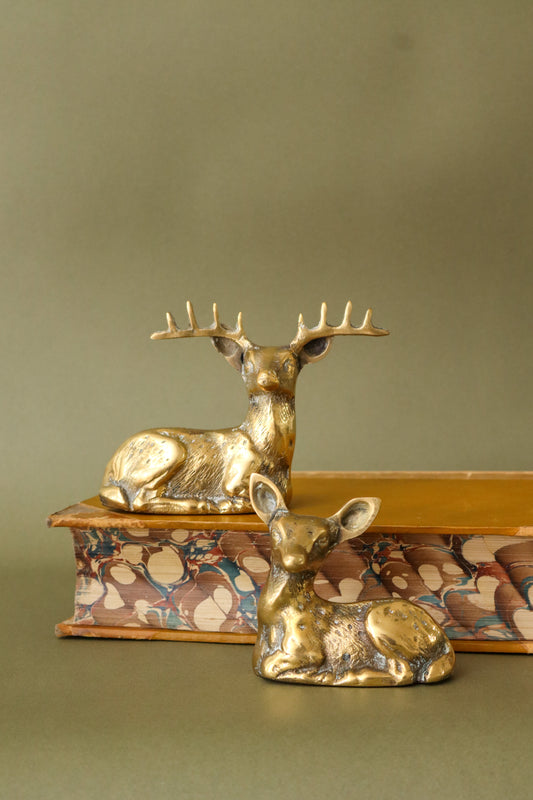 SET of 2 | Vintage Brass Deer