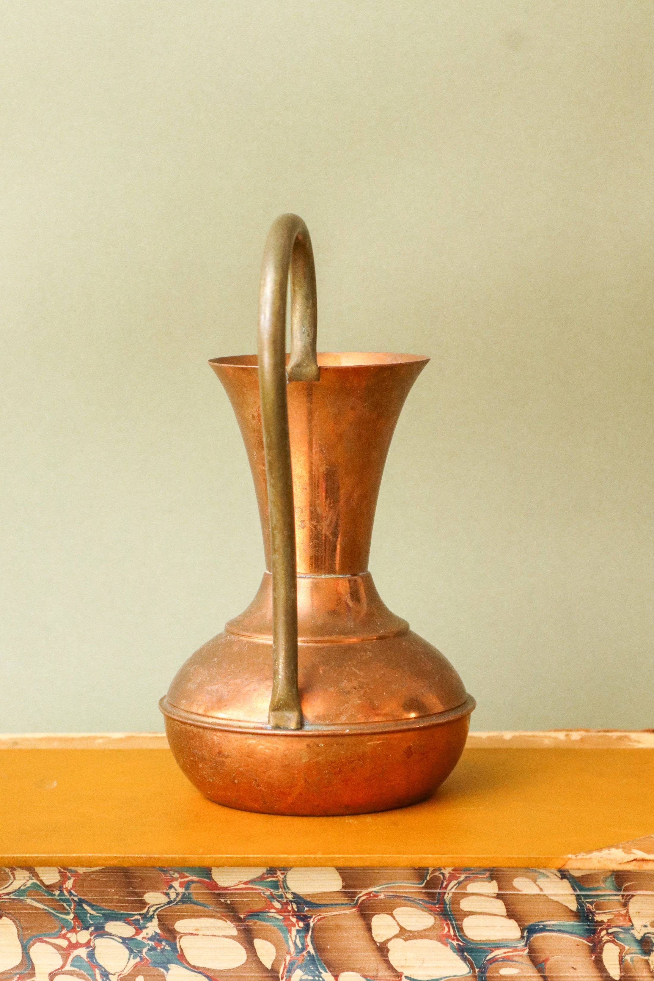 Vintage Handled Copper Pitcher | 7.75”H