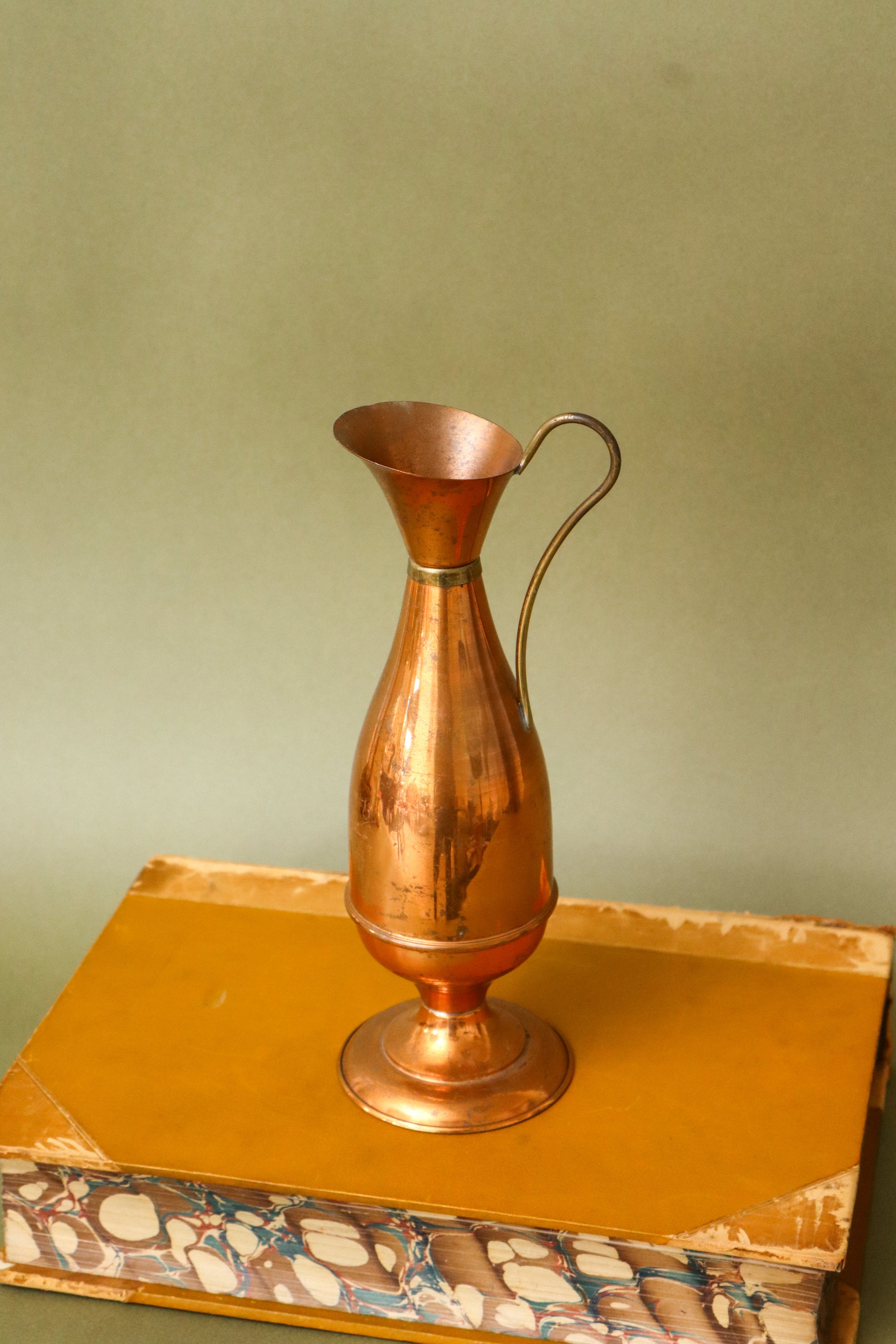 Vintage Tall Slim Copper Pitcher | 9.25”H