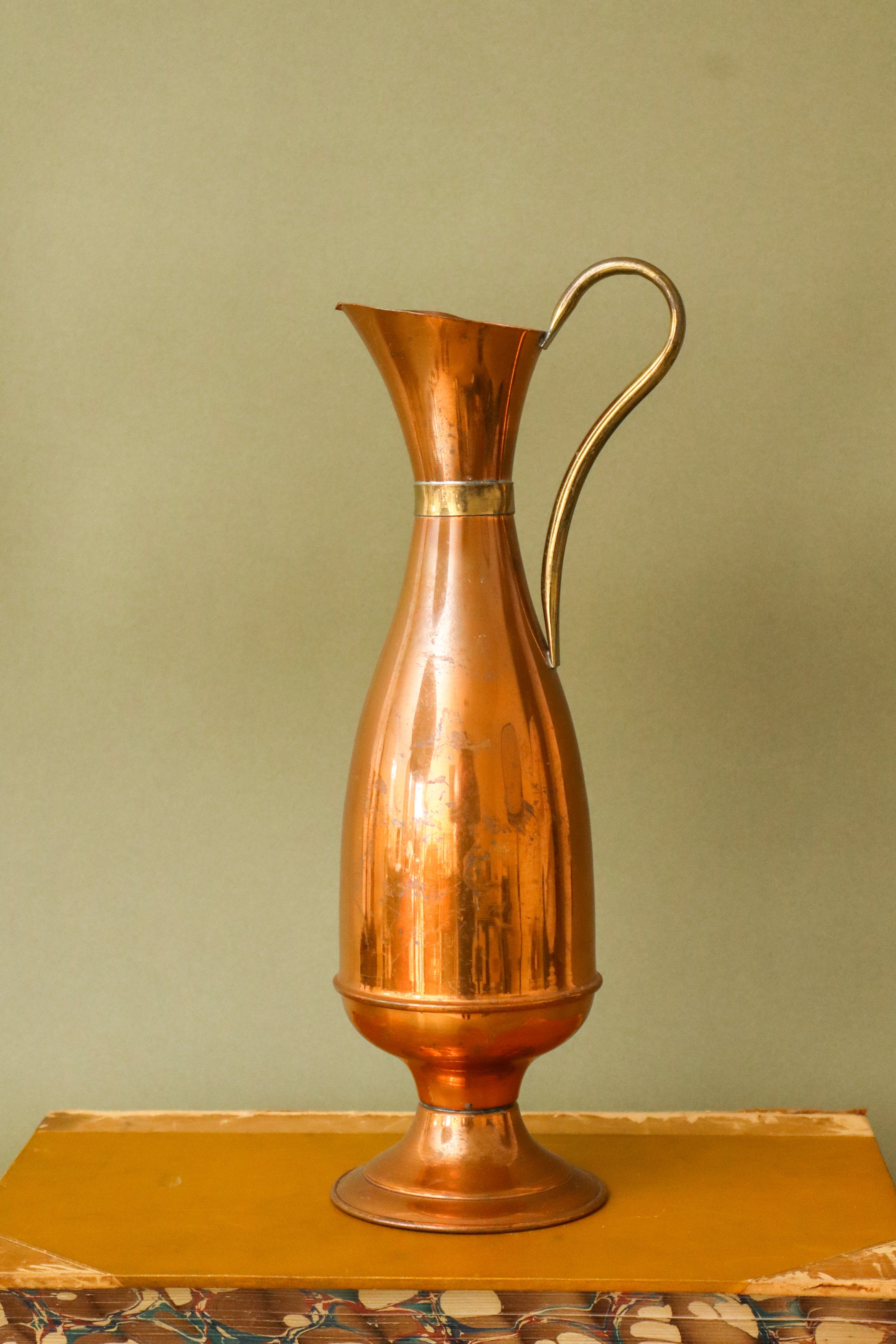 Vintage Tall Slim Copper Pitcher | 11.25”H