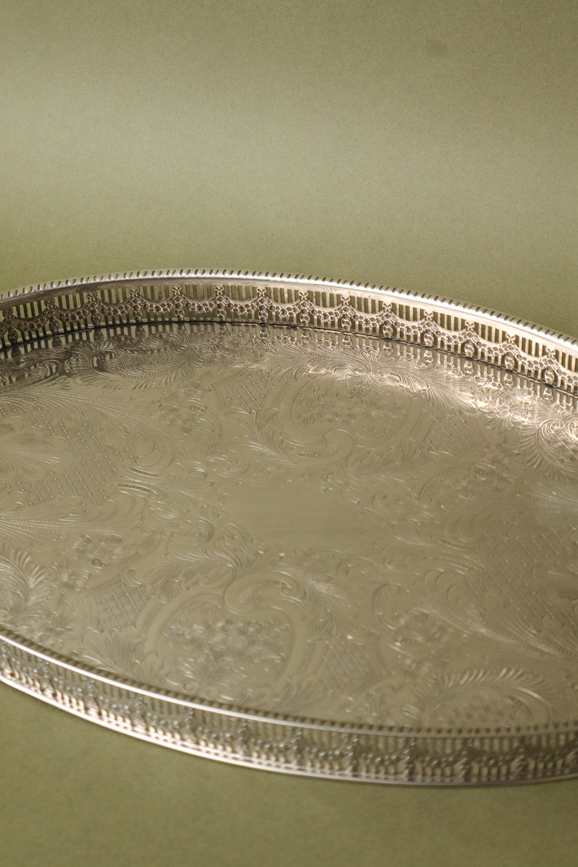 Vintage Silver Plate Oval Gallery Tray by Towle (Sheffield, England)