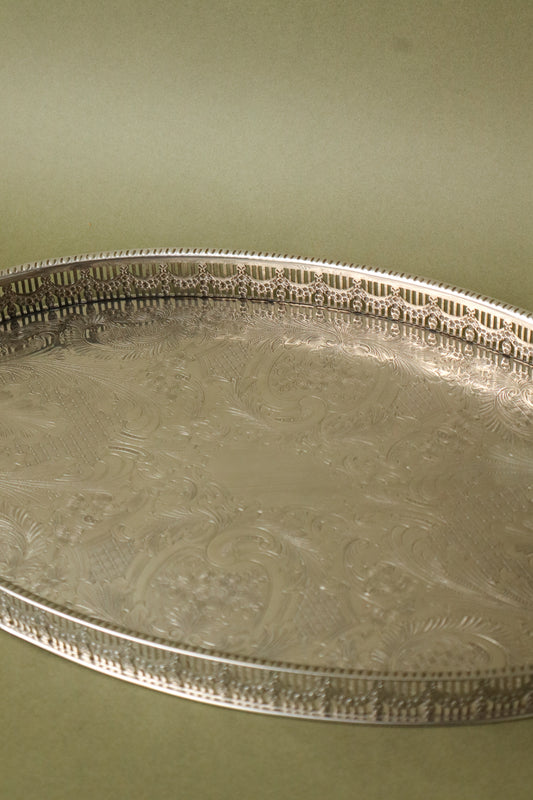 Vintage Silver Plate Oval Gallery Tray by Towle (Sheffield, England)
