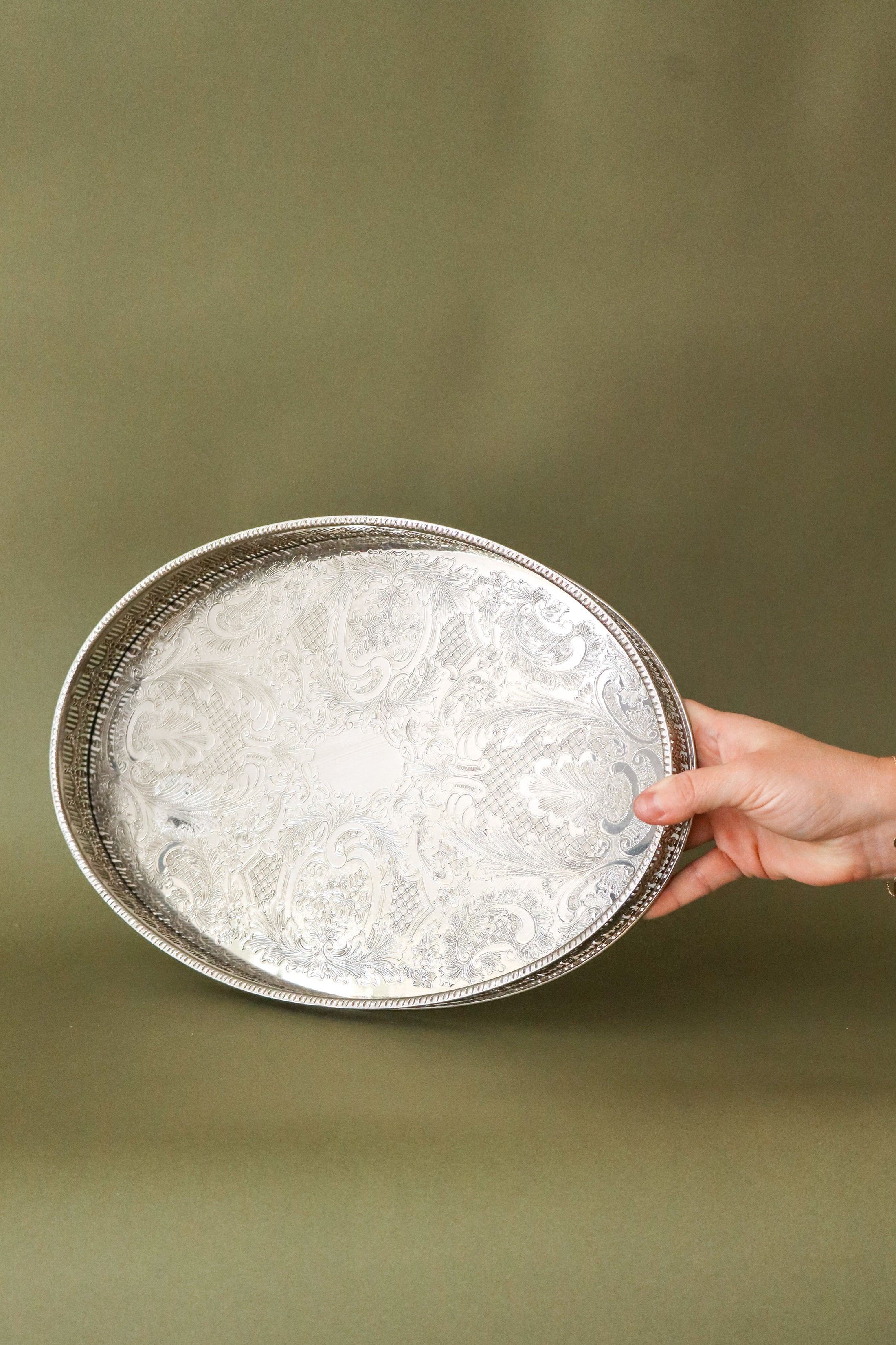 Vintage Silver Plate Oval Gallery Tray by Towle (Sheffield, England)