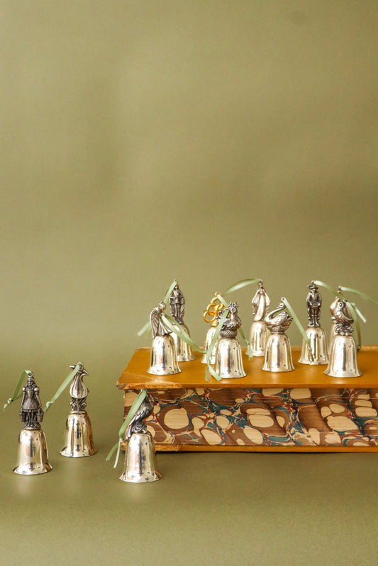 Reed & Barton 12 Days of Christmas Silverplate Bell Ornaments Complete Set