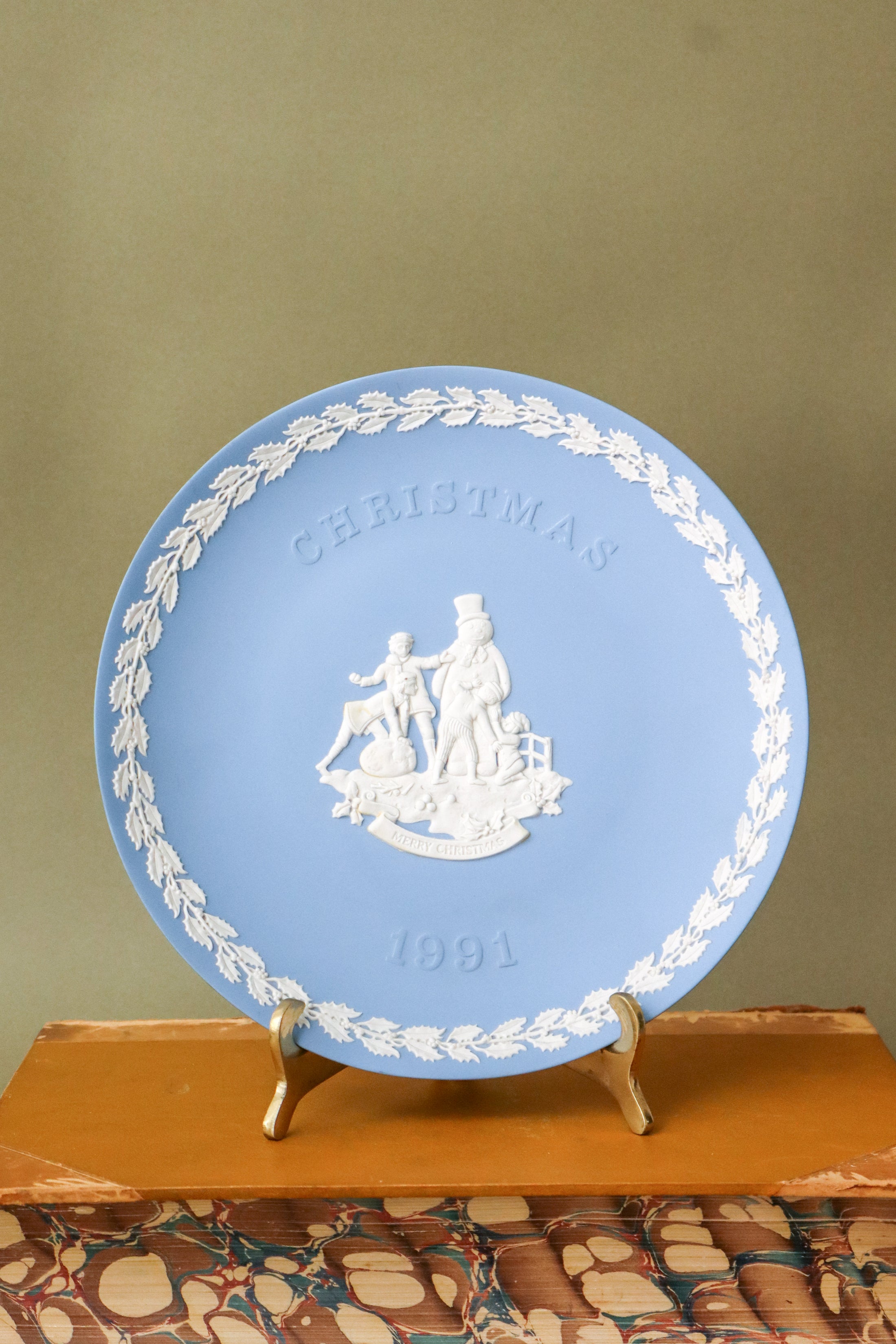 Wedgwood Blue Jasperware Christmas Plate