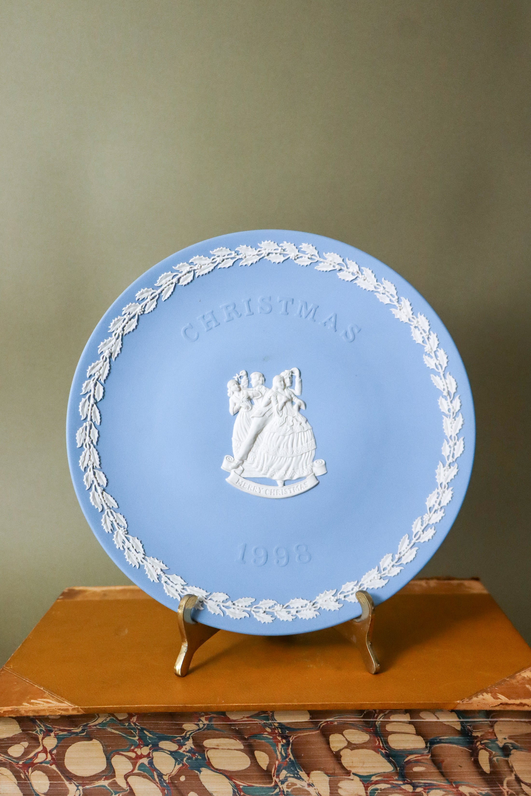 Wedgwood Blue Jasperware Christmas Plate