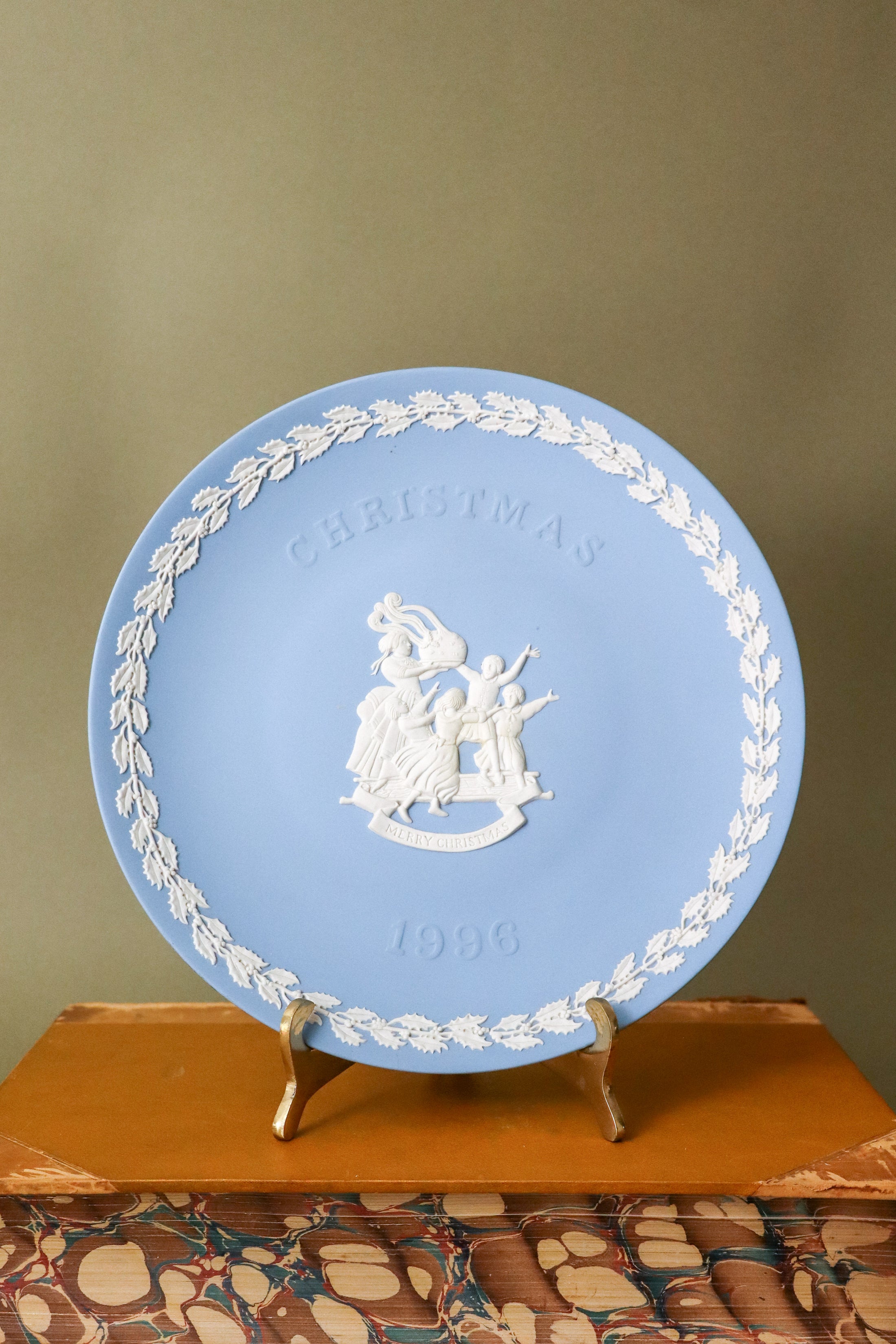 Wedgwood Blue Jasperware Christmas Plate