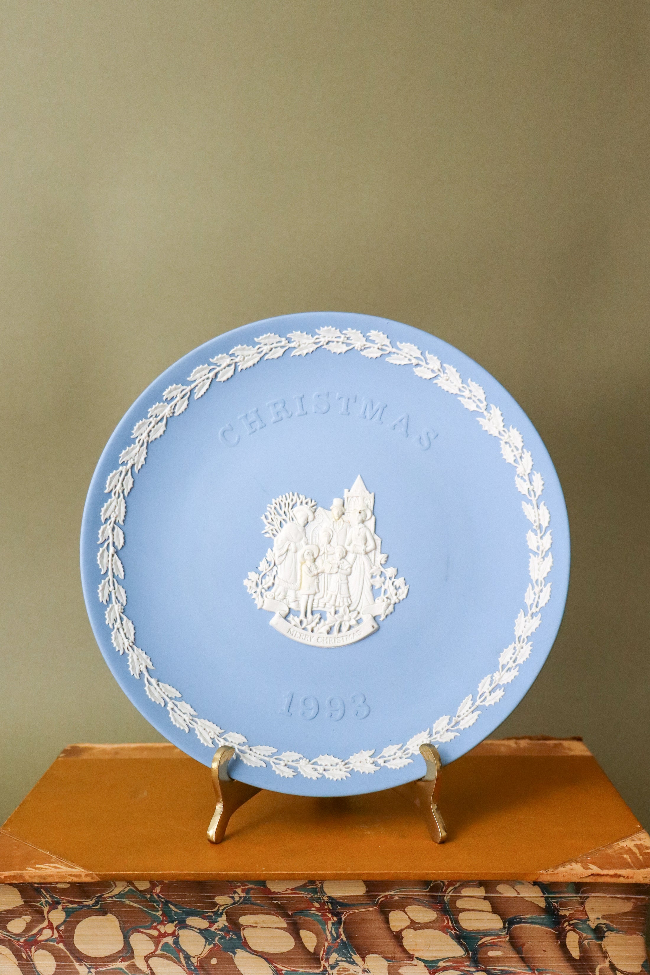 Wedgwood Blue Jasperware Christmas Plate