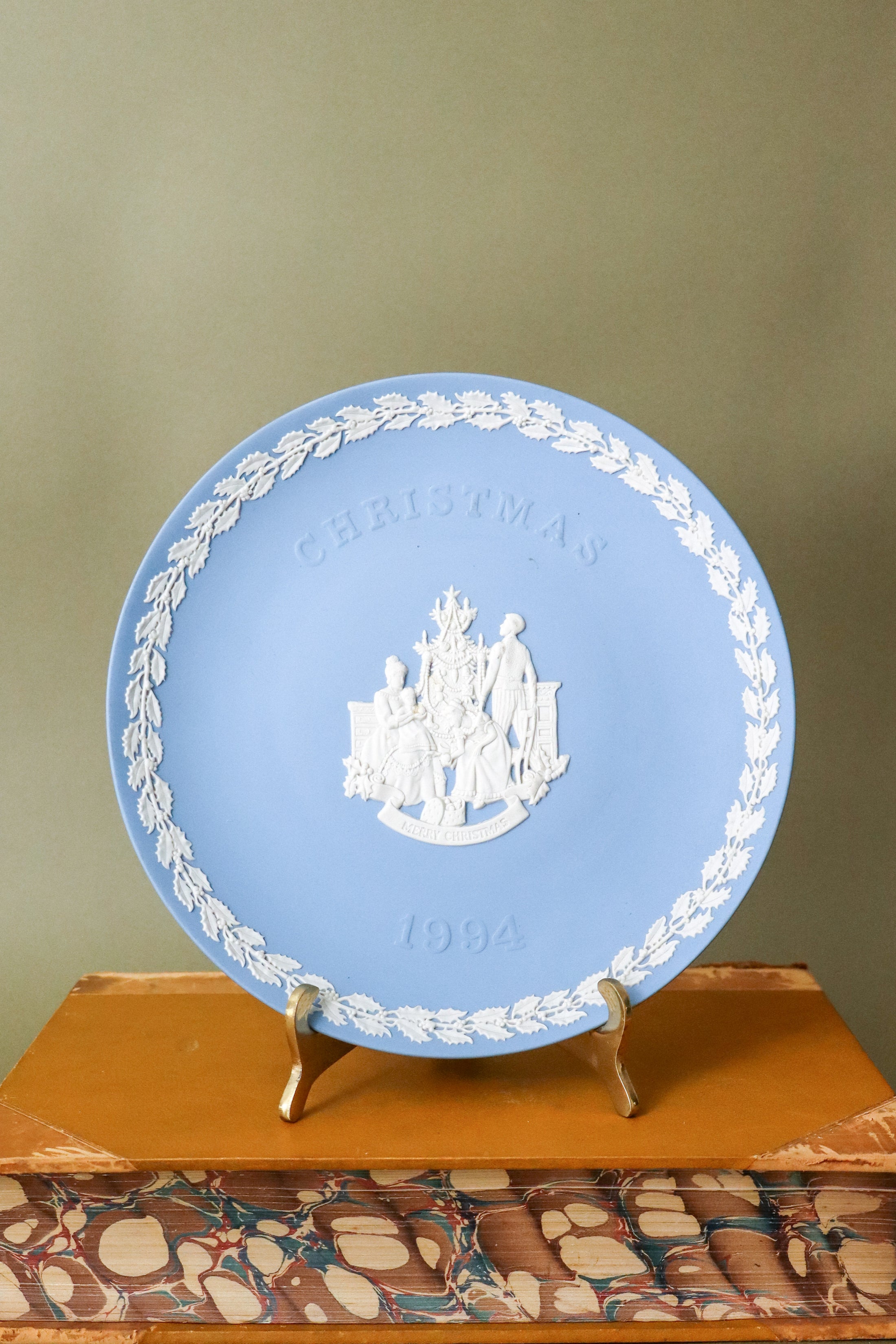 Wedgwood Blue Jasperware Christmas Plate