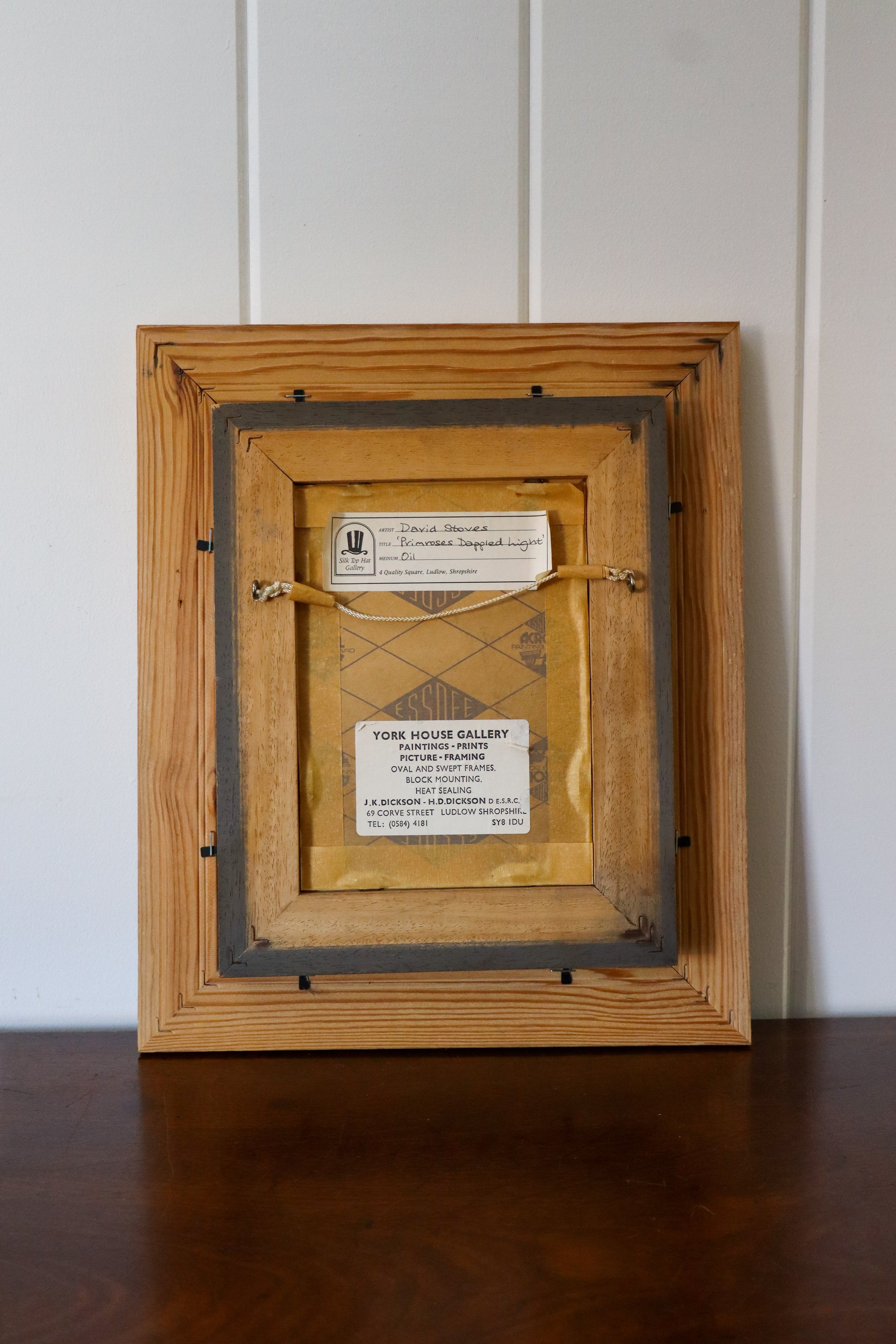 David Stoves English, Signed Oil On Board "Primroses Dappled Light"