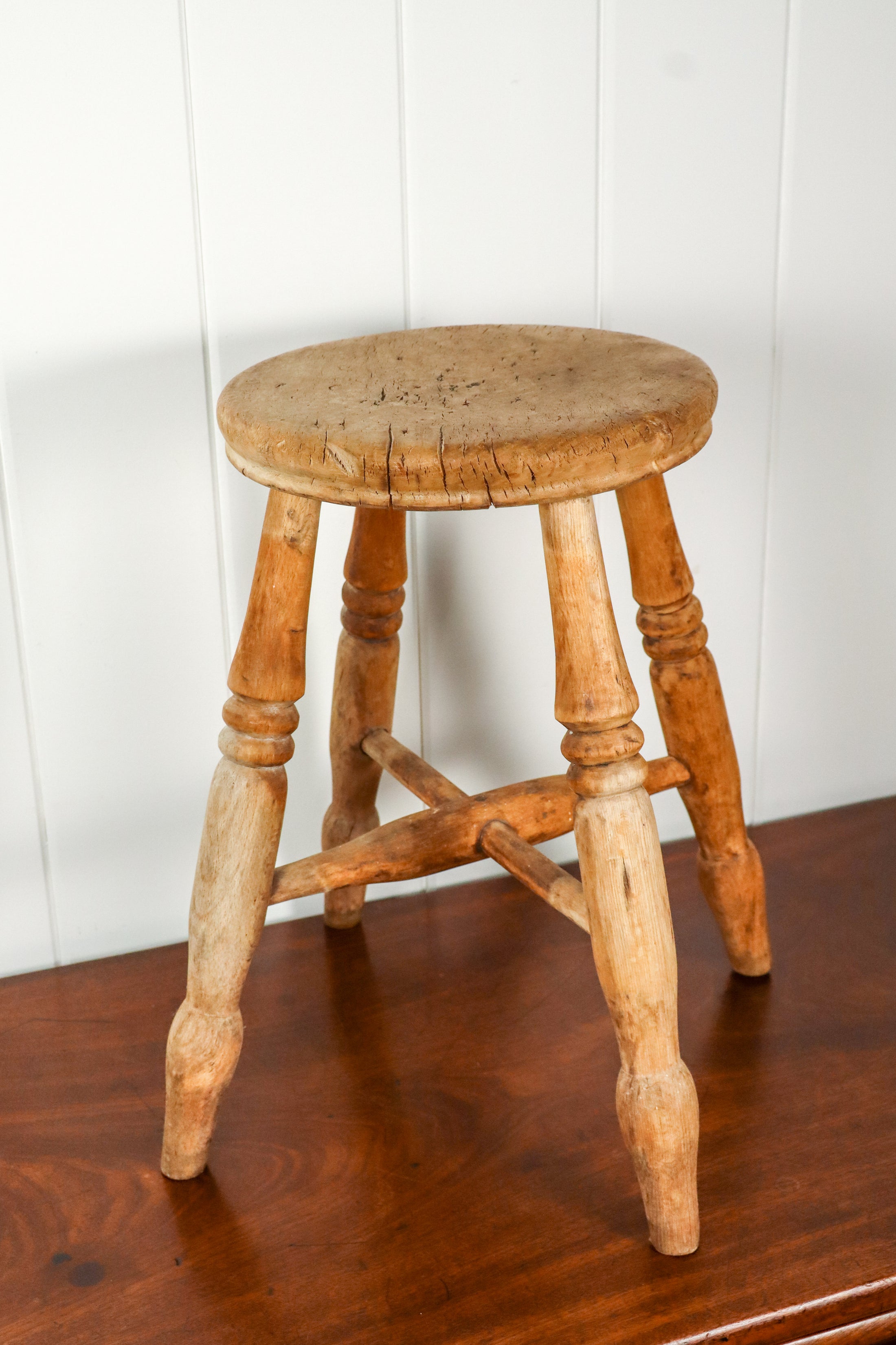 Antique Beechwood + Elm Stool