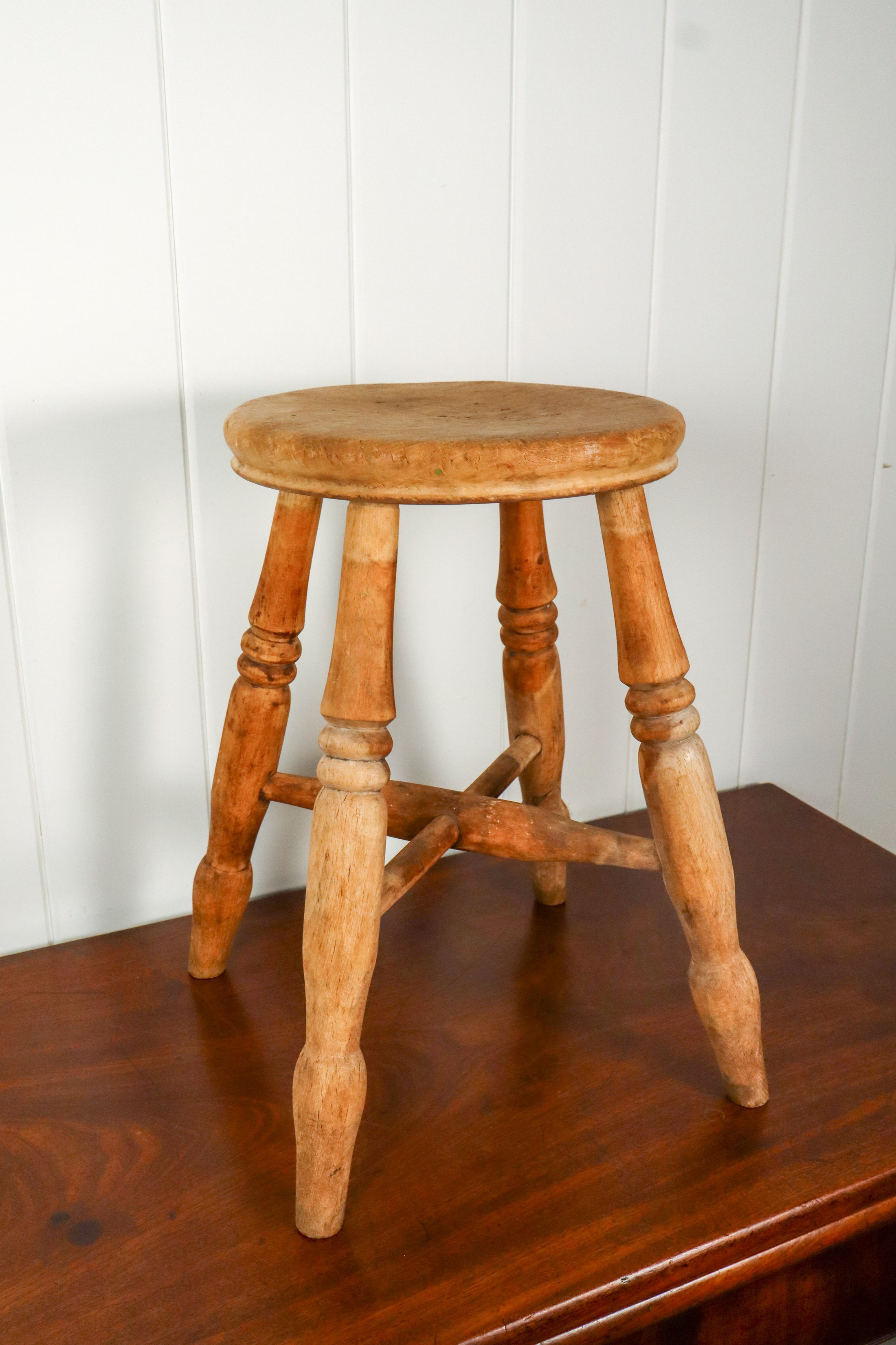 Antique Beechwood + Elm Stool