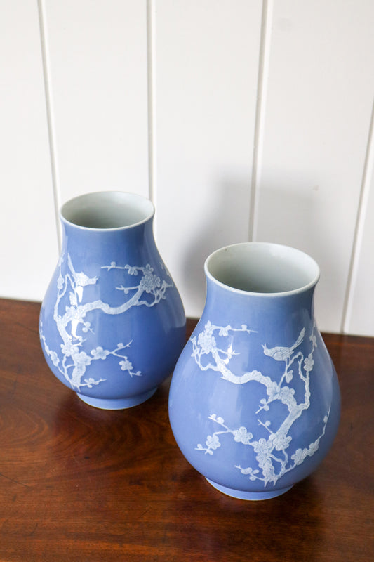 Periwinkle + White Floral Vase