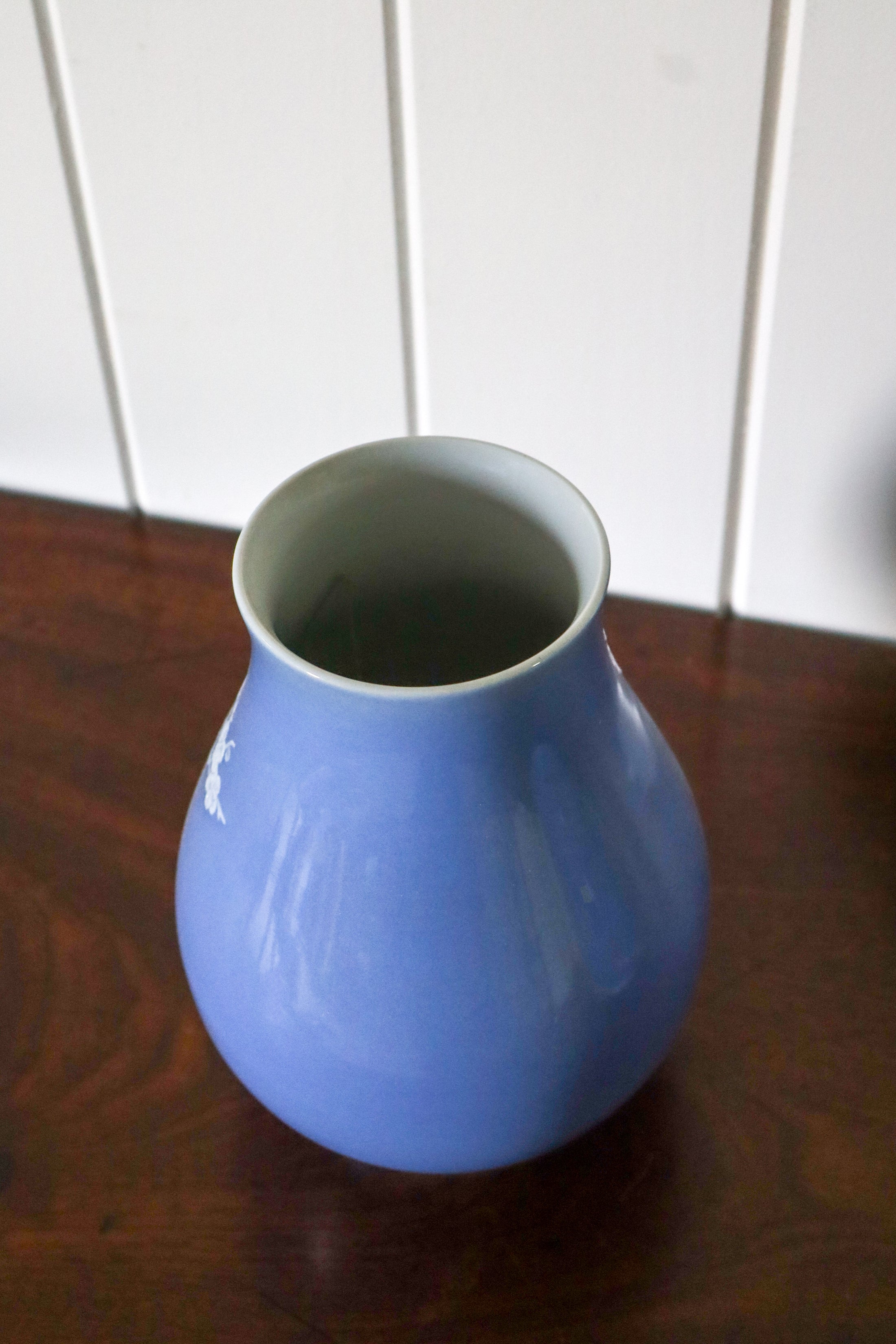 Periwinkle + White Floral Vase