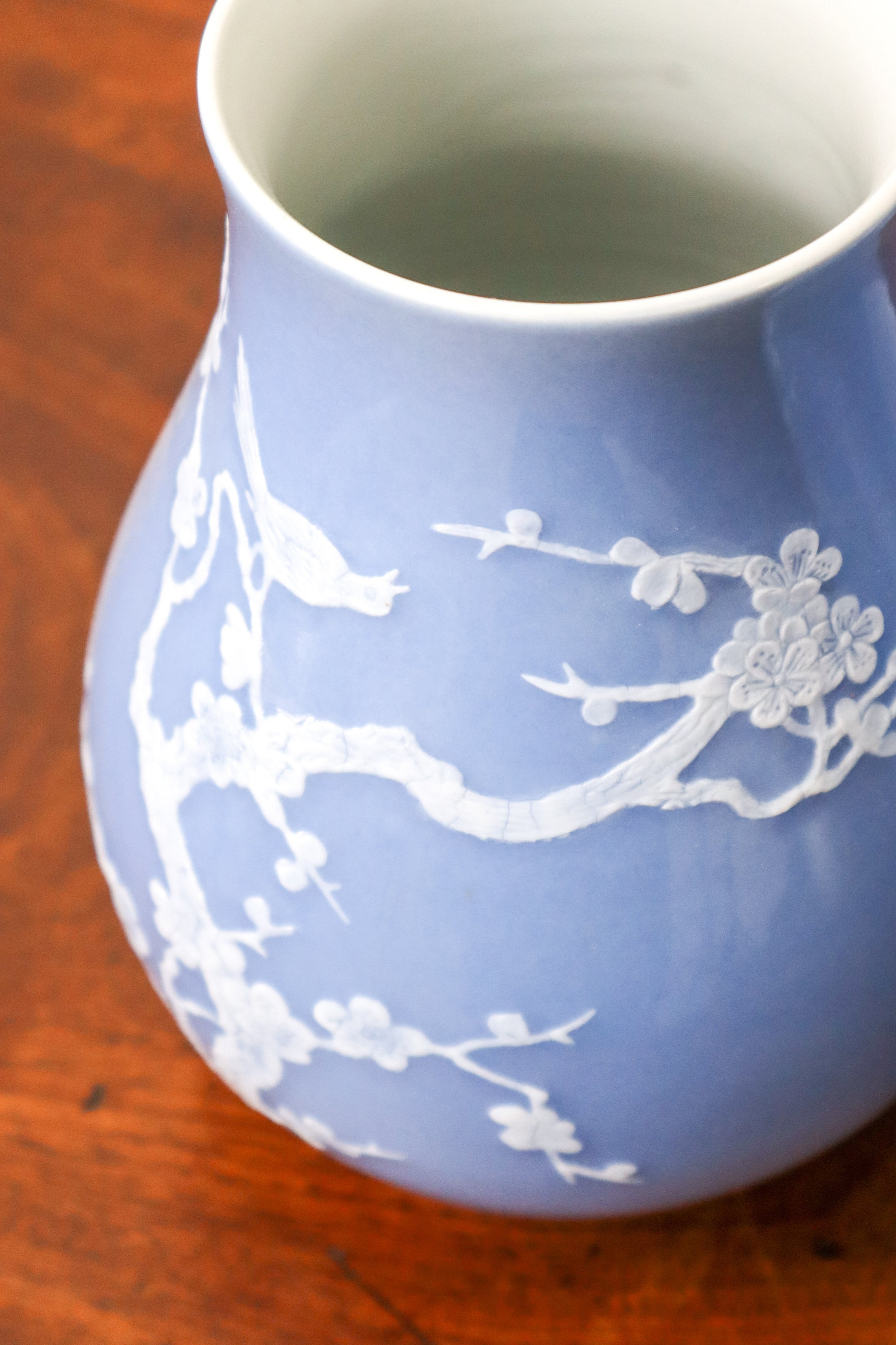 Periwinkle + White Floral Vase