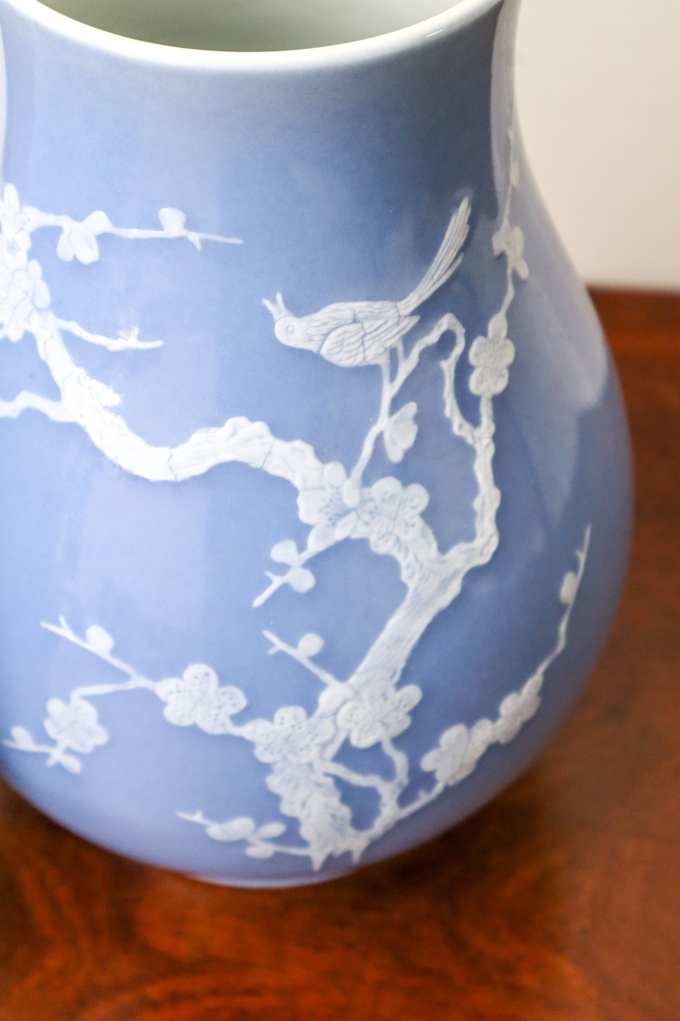 Periwinkle + White Floral Vase