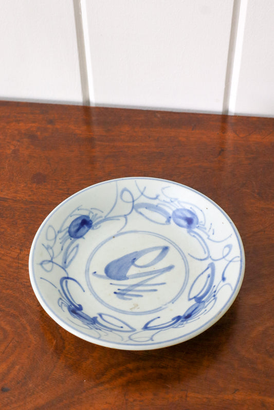 Late 19th-Early 20th C. Chinese Blue + White Saucer