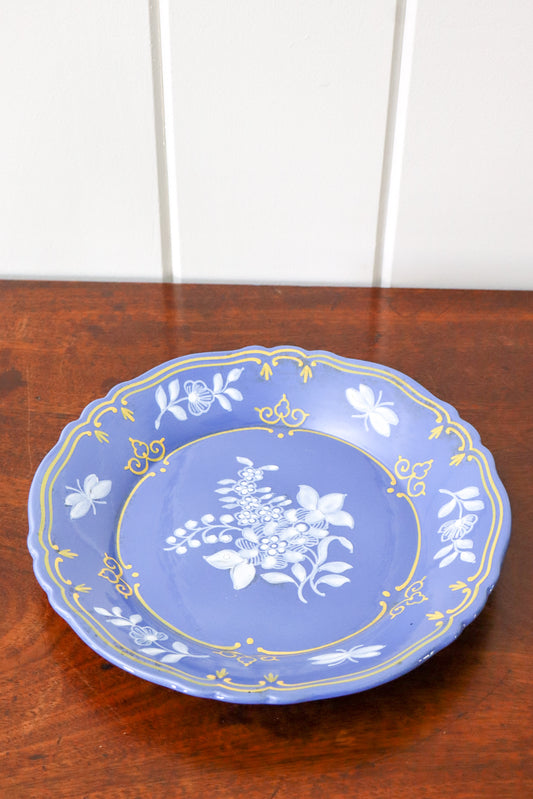 Saint-Omer Faience French Periwinkle Earthenware Hand Painted 9” Plate