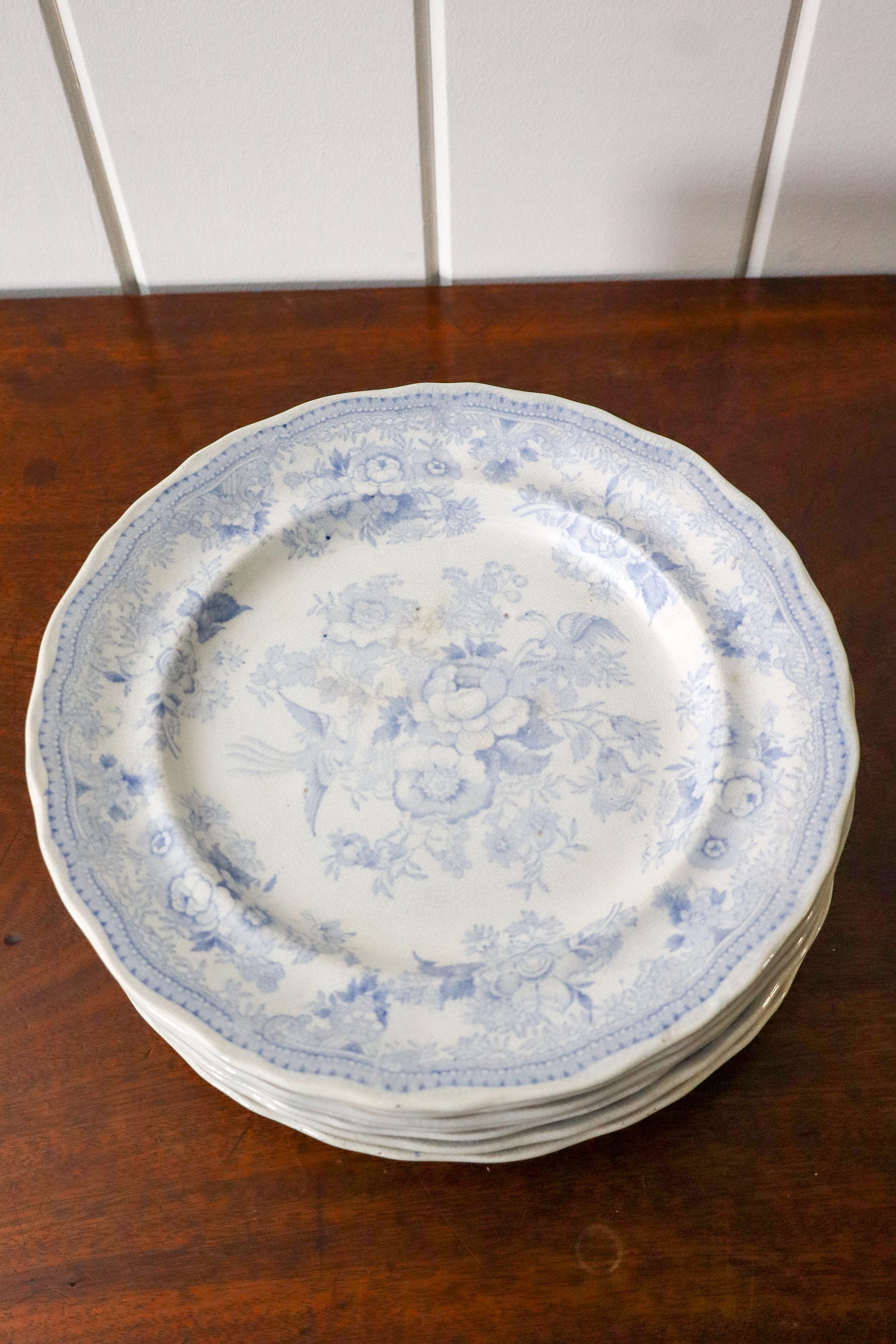 SET of 7 Antique Asiatic Peasant Plates 9.25”