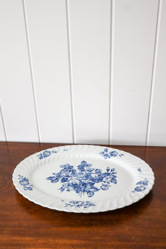 Blue + White 15.75”W Platter by Johnson Brothers England | ‘Devon Sprays’ Pattern